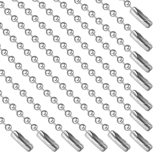 Beebeecraft Kugelketten aus 304 Edelstahl, 50,8 cm, Perlenkette, Kugel-Lichtzug, Verlängerungsketten zum Aufhängen von Halsketten, 2,4 mm Durchmesser, 24 Stück Beebeecraft Kugelketten aus 304 Edelstahl, 50,8 cm, Perlenkette, Kugel-Lichtzug, Verlängerungsketten zum Aufhängen von Halsketten, 2,4 mm Durchmesser, 24 Stück von Beebeecraft