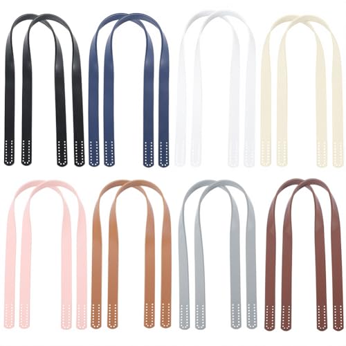Beebeecraft Ledertaschengriffe zum Aufnähen in 8 Farben, 59 cm, Schultertasche, Geldbörsenriemen, Ersatz für gehäkelte Tragetaschen, handgefertigte Geldbörsen, Reparaturzubehör, 16 Stück von Beebeecraft
