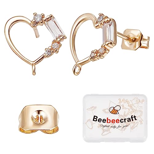 Beebeecraft Mit 20 Stück Herz Ohrringzubehör 18K Vergoldete Ohrringpfosten Mit Zirkonia Und 925 Sterlingsilberstiften Ohrstecker Komponenten Für Die Schmuckherstellung Zum Valentinstag Geburtstag Beebeecraft Mit 20 Stück Herz Ohrringzubehör 18K Vergoldete Ohrringpfosten Mit Zirkonia Und 925 Sterlingsilberstiften Ohrstecker Komponenten Für Die Schmuckherstellung Zum Valentinstag Geburtstag von Beebeecraft