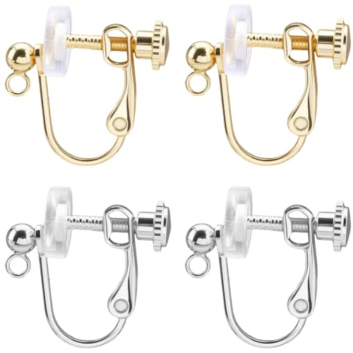 Beebeecraft Ohrclips mit Schraubverschluss, 18 Karat vergoldet, Edelstahl, mit Schlaufe, 20 Stück Ohrpolster für nicht durchstochene Ohren, Schmuckherstellung, 20 Stück von Beebeecraft