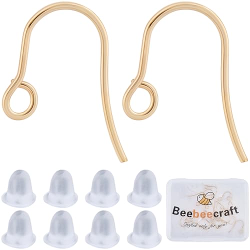 Beebeecraft Ohrhaken zur Schmuckherstellung, 24 Karat vergoldet, 316 chirurgischer Edelstahl, Ohrringhaken mit Schlaufen-Ohrmuttern für Schmuckherstellung, 20 Stück Beebeecraft Ohrhaken zur Schmuckherstellung, 24 Karat vergoldet, 316 chirurgischer Edelstahl, Ohrringhaken mit Schlaufen-Ohrmuttern für Schmuckherstellung, 20 Stück von Beebeecraft