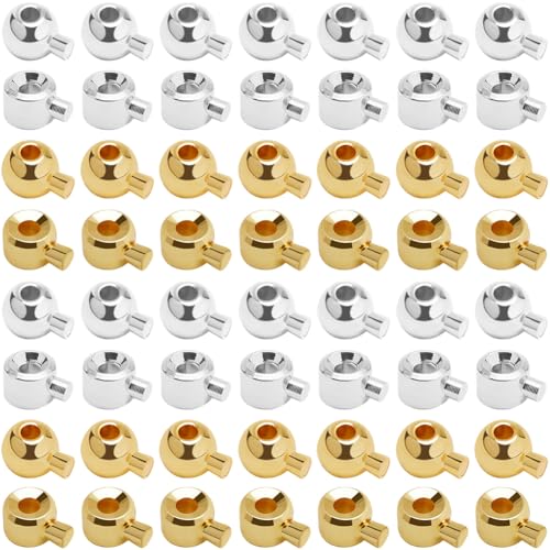 Beebeecraft Quetschperlen für Schmuckherstellung, 18 Karat vergoldetes Messing, runde Abstandshalter, Stopper, Quetschperlen für Armbänder, Halsketten, Enden, Schmuckherstellung, 1 Box, 60 Stück von Beebeecraft