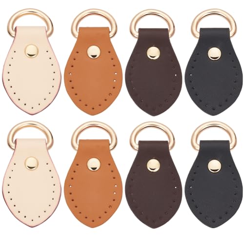 Beebeecraft Taschenverschlüsse aus Leder, 4 Farben, Ersatzschnalle aus Rindsleder mit D-Ringen für Tasche, Gurt, Handtasche, Umhängetasche, Umwandlung (6,7 cm), 1 Box mit 8 Stück von Beebeecraft