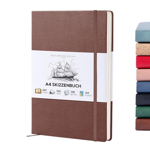 Beechmore Books Skizzenbuch - A4, Braun I Kunst Sketchbook aus veganem Leder, Hardcover, Zeichnen, Skizzieren, dickes Papier 160gsm, linierter Zeichenblock mit Geschenkbox, für Männer & Frauen Beechmore Books Skizzenbuch - A4, Braun I Kunst Sketchbook aus veganem Leder, Hardcover, Zeichnen, Skizzieren, dickes Papier 160gsm, linierter Zeichenblock mit Geschenkbox, für Männer & Frauen von Beechmore Books