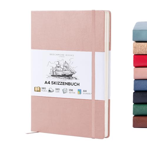 Beechmore Books Skizzenbuch - A4, Rosa I Kunst Sketchbook aus veganem Leder, Hardcover, Zeichnen, Skizzieren, dickes Papier 160gsm, linierter Zeichenblock mit Geschenkbox, für Männer & Frauen Beechmore Books Skizzenbuch - A4, Rosa I Kunst Sketchbook aus veganem Leder, Hardcover, Zeichnen, Skizzieren, dickes Papier 160gsm, linierter Zeichenblock mit Geschenkbox, für Männer & Frauen von Beechmore Books