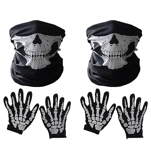 Halloween Maske Scary Skull Chin Maske Skeleton Ghost Hand Schuhe für Performances, Partys, Dress Up, Festivals (6 Stück) von Beelooom