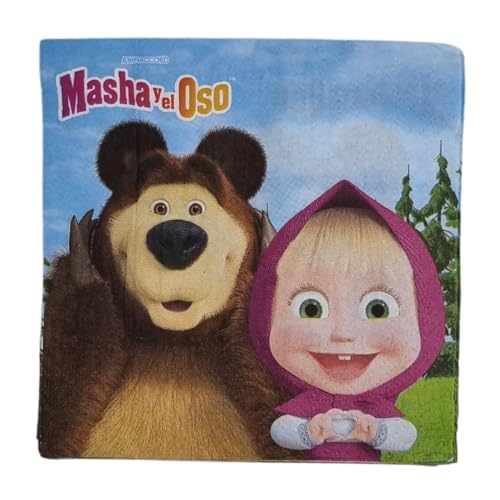 BeenSmile, Masha und der Bär Geburtstag, Geburtstagsdekoration, 1 Geburtstag Deko, Pinata, Girlande, Wimpel, Mottoparty Masha und der Bär, Machen Sie Ihre Party unvergesslich! (Servietten) von BeenSmile