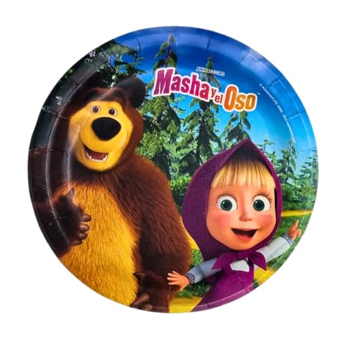 BeenSmile, Masha und der Bär Geburtstag, Geburtstagsdekoration, 1 Geburtstag Deko, Pinata, Girlande, Wimpel, Mottoparty Masha und der Bär, Machen Sie Ihre Party unvergesslich! (Teller 18 Cm) von BeenSmile