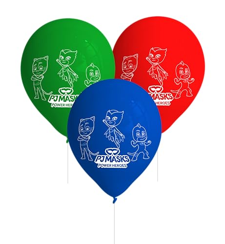 BeenSmile, PJ MASKS LATEX BALLONS, Luftballons aus Latex, Kindergeburtstag Dekoration, Kinder-Party-Zubehör, 8 Ballons von BeenSmile