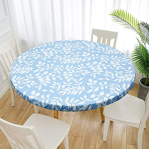Beenle-Icey Wasserdichte, runde Tischdecke, mit elastischen Kanten, abwischbar, öldicht, Tischdecke für Küche, Esszimmer, Tischplatte (109 - 140 cm im Durchmesser, blau) von Beenle-Icey