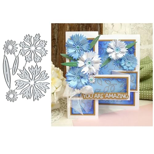 BeetirryHu Metall-Stanzformen mit 3D-Blumen, Kornblumen, Art-Deco, Scrapbooking, Stanzformen von BeetirryHu