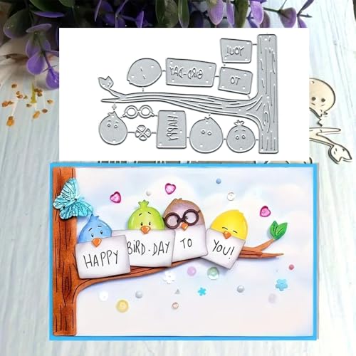 Metall-Stanzformen "Happy Birthday", Motiv: Vögel, "Happy Birthday", Stanzschablonen, Schablonen, Kartenpapier, Basteln, Schablonen, Album, Prägepapier, Stanzformen für Kartenherstellung, Scrapbooking Metall-Stanzformen "Happy Birthday", Motiv: Vögel, "Happy Birthday", Stanzschablonen, Schablonen, Kartenpapier, Basteln, Schablonen, Album, Prägepapier, Stanzformen für Kartenherstellung, Scrapbooking von BeetirryHu
