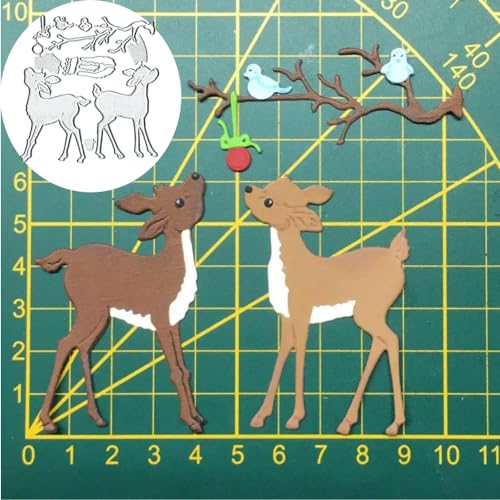 Metall-Stanzformen mit Weihnachts-Hirsch-Motiv, 2 Stück, Weihnachts-Hirsch-Metall-Stanzformen, Stanzschablonen, Kartenpapier, Basteln, Vorlage, Metall-Stanzformen, Album, Prägepapier-Stanzformen für Metall-Stanzformen mit Weihnachts-Hirsch-Motiv, 2 Stück, Weihnachts-Hirsch-Metall-Stanzformen, Stanzschablonen, Kartenpapier, Basteln, Vorlage, Metall-Stanzformen, Album, Prägepapier-Stanzformen für von BeetirryHu