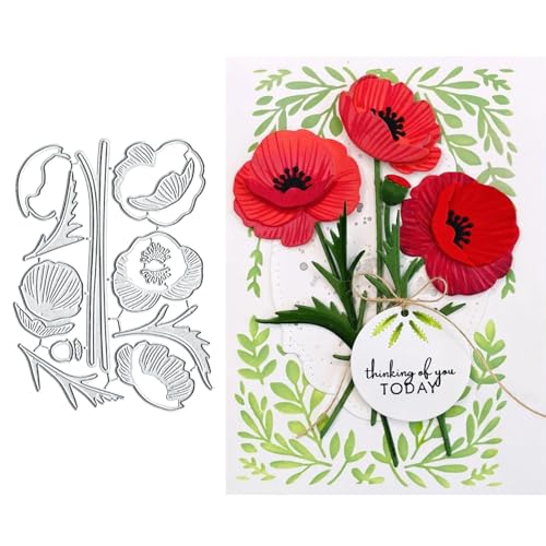 Mohnblumen-Metall-Stanzformen, Mohnblumen-Rahmen, Metall-Stanzschablonen für DIY, Scrapbooking, Karten, Fotoalbum, dekorative Prägepapier-Stanzformen für Scrapbooking, Kartenherstellung Mohnblumen-Metall-Stanzformen, Mohnblumen-Rahmen, Metall-Stanzschablonen für DIY, Scrapbooking, Karten, Fotoalbum, dekorative Prägepapier-Stanzformen für Scrapbooking, Kartenherstellung von BeetirryHu