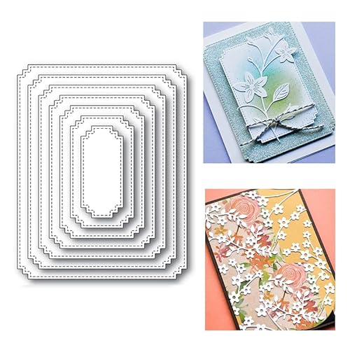 BeetirryHu Rechteckige Stanzschablonen, 7 Stück, für Basteln und DIY, Stanzformen für Etiketten, Karten, Album BeetirryHu Rechteckige Stanzschablonen, 7 Stück, für Basteln und DIY, Stanzformen für Etiketten, Karten, Album von BeetirryHu