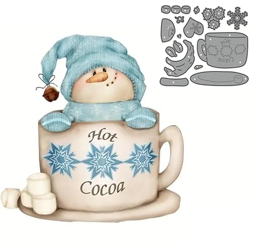 BeetirryHu Metall-Stanzformen Schneemann Kakao Tasse, Stanzschablonen für DIY Scrapbooking, Fotoalbum, Karten, Kunsthandwerk von BeetirryHu
