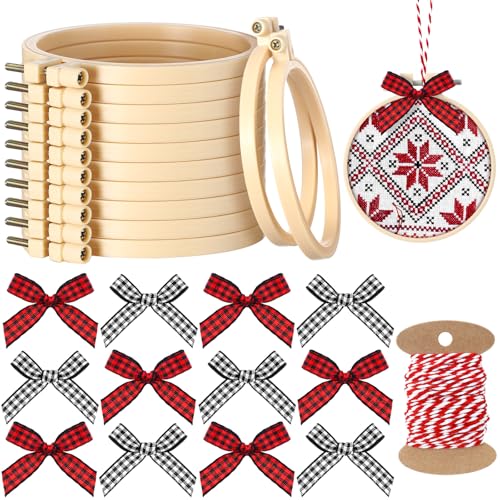Beeveer 25-teiliges Weihnachts-Stickerei-Set, DIY-Weihnachtsschmuck-Set, inklusive Mini-Stickrahmen, Kunststoffkreis, Schleifen, Baumwollseil für DIY Weihnachtsbasteln, Weihnachtsbaumdekoration (10,2 Beeveer 25-teiliges Weihnachts-Stickerei-Set, DIY-Weihnachtsschmuck-Set, inklusive Mini-Stickrahmen, Kunststoffkreis, Schleifen, Baumwollseil für DIY Weihnachtsbasteln, Weihnachtsbaumdekoration (10,2 von Beeveer
