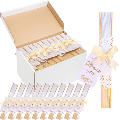 Beeveer 50 Sets Handfächer für Hochzeiten, keine Montage erforderlich, inklusive weißen Papierfächern, Schleifenbändern, Dankeschön-Tags, Papierdeckchen für Brautparty, Party, Gastgeschenke Beeveer 50 Sets Handfächer für Hochzeiten, keine Montage erforderlich, inklusive weißen Papierfächern, Schleifenbändern, Dankeschön-Tags, Papierdeckchen für Brautparty, Party, Gastgeschenke von Beeveer