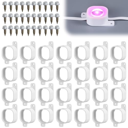Beeveer 70 Sets Außenleuchte Befestigungsclips Kompatibel mit Govee H706 mit 140 Schraube, sichere Installation für dauerhafte Außenleuchten Verlängerung (Weiß) von Beeveer