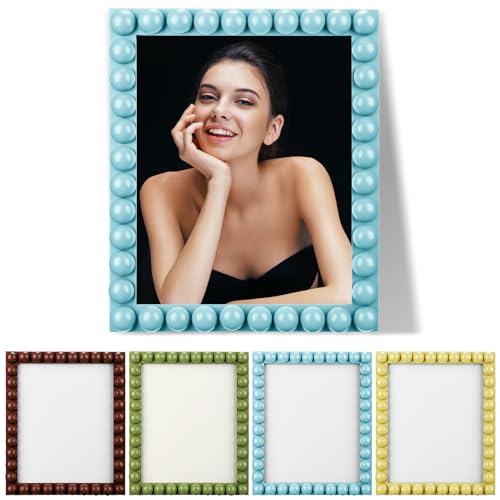 Beeveer Bilderrahmen aus Holz, 20,3 x 25,4 cm, Boho-Stil, Bauernhaus-Bilderrahmen, Geburtstag, Hochzeit, Jahrestag, Geschenk für rustikale Wand- und Tischdekoration, dekorativ (blau) von Beeveer