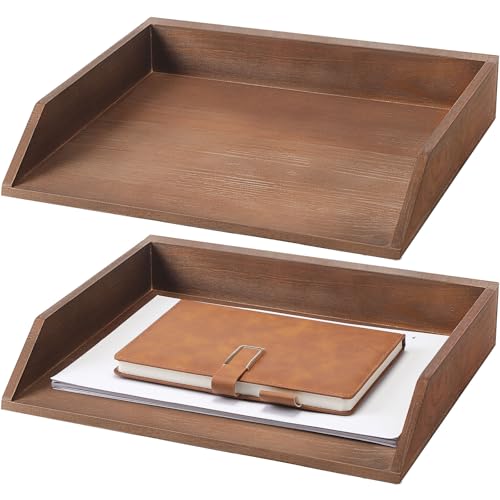 Beeveer Briefablage aus Holz, Briefablage, strapazierfähig, 2 Etagen, stapelbar, unterstützt Papierablage, Schreibtisch-Schublade, Organizer, Aktenordner, Zeitschriften, Bürozubehör, Braun, 2 Stück Beeveer Briefablage aus Holz, Briefablage, strapazierfähig, 2 Etagen, stapelbar, unterstützt Papierablage, Schreibtisch-Schublade, Organizer, Aktenordner, Zeitschriften, Bürozubehör, Braun, 2 Stück von Beeveer