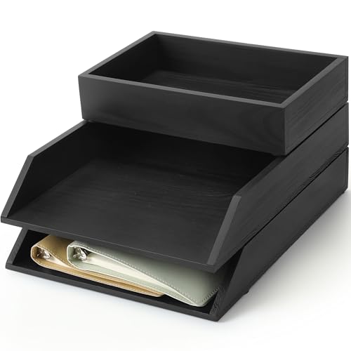 Beeveer Briefablagen aus Holz, Briefablage, Schreibtisch-Organizer, strapazierfähig, 3 Etagen, stapelbar, Papierablage, Tischplatte, Posteingang, Schublade, Schreibtisch-Organizer für Aktenordner Beeveer Briefablagen aus Holz, Briefablage, Schreibtisch-Organizer, strapazierfähig, 3 Etagen, stapelbar, Papierablage, Tischplatte, Posteingang, Schublade, Schreibtisch-Organizer für Aktenordner von Beeveer