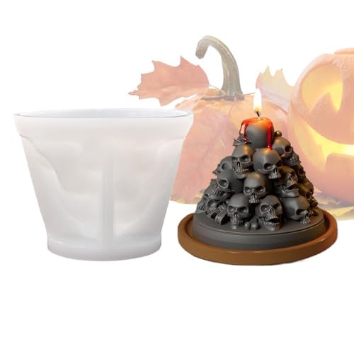 Befeixue Halloween Schädelform Für Harzguss, Totenkopf Motiv Kerzen Gießform, Halloween Deko Tischdekoration Gussform Für Wohnzimmer Balkon Küche Und Bad von Befeixue