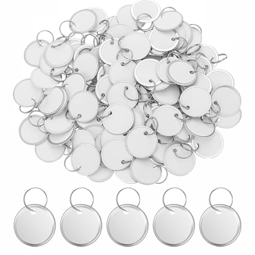180 Stück Blanko-Etiketten, Runde Rim Schlüsselanhänger mit Split Ringen Schlüsselanhänger Tags für Gepäck, Kinder Rucksack, Schmuck, Kleidung, Schließfächern, Supermärkten, Hotels (weiß, 31 mm) von Befun
