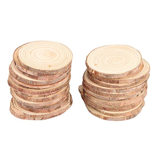Begchy 30 Stück natürliche Holzspäne, nicht zum Basteln, Handwerk, rund, aus Holz, Kreis, Kunst, Dekoration von Begchy