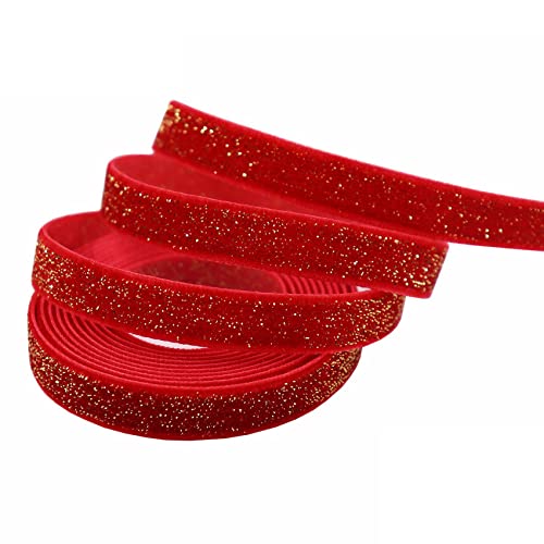Begchy 50 Meter Samtstoff, Weihnachten, einseitig, Satin, Farbe für Hochzeit Weihnachten von Begchy