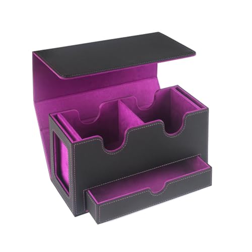 Begchy Aufbewahrungsbox für Magnetkarten, tragbar, Aufbewahrungsbox mit Schublade, mit Sichtfenster, Kartenhalter für Magic-Karten, Violett von Begchy