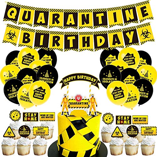 Begchy Quarantäne Party Dekoration Zubehör Thema Epidemie Flagge Geburtstag Kuchen Ballon Set Isoliert Geschirr von Begchy