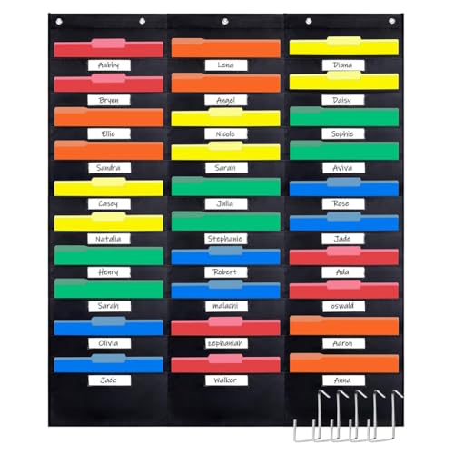 Begchy Tabelle mit 30 Hüllen, 42 Zoll breit x 47 Zoll hoch – vielseitiger Wand-Ordner-Organizer für Klassenzimmer von Begchy