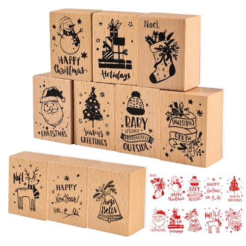 10 Stück Weihnachten Stempel Holz, Rund Stempel Frohe Weihnachten, Holzstempel Set, Klein Motivstempel Kinder, Weihnachtsstempel für Karten Geschenkpapier Scrapbooking 10 Stück Weihnachten Stempel Holz, Rund Stempel Frohe Weihnachten, Holzstempel Set, Klein Motivstempel Kinder, Weihnachtsstempel für Karten Geschenkpapier Scrapbooking von Begonia