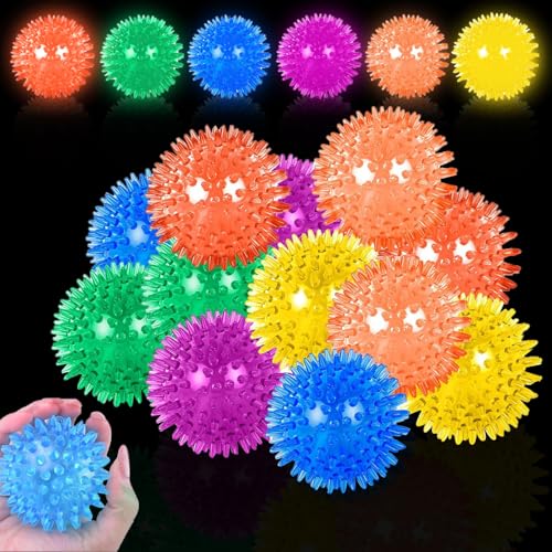 Begonia 12 Stück Igelball Mitgebsel Kindergeburtstag, Igelball Leuchtend Kinder, Leuchtball Gastgeschenke, Leuchtende LED Flummis für Kinder, Party Gadgets Kleine Grundschule Jungen Mädchen Geschenke von Begonia