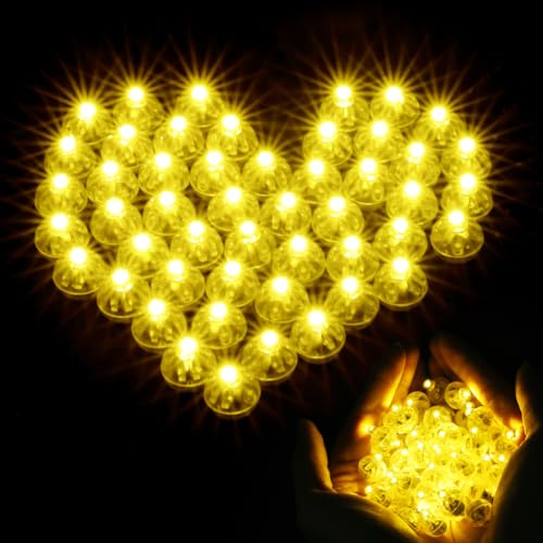 Begonia Led Luftballoon Party Licht,100 Stück LED Ballons Lichter,Mini Led Ballonlichter, Runde Led Ballons Lichter für Hochzeit, Weihnachten,Neujahr Geburtstag Papierlaterne, JU-346BO, Warmes Gelb von Begonia