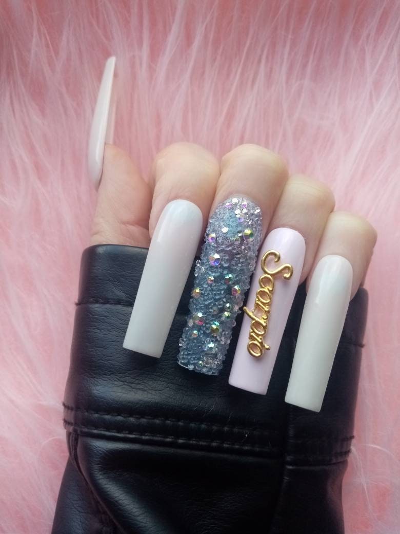 xxl Eckiger Geburtstagsnägel, Sternzeichennägel, Sternzeichen Nägel von Begorgeousnails