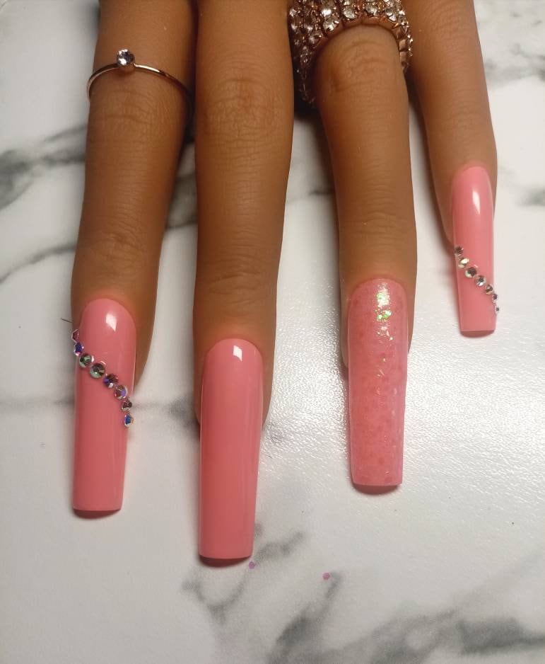 xxl Pink Tapered Square Presse Auf Nagelset/Bling Akzent Nägel Glitter Falsche xxl Pink Tapered Square Presse Auf Nagelset/Bling Akzent Nägel Glitter Falsche von Begorgeousnails