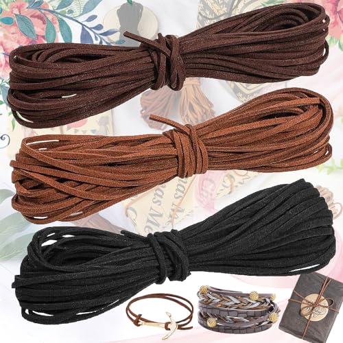 Begpoee 3 Stück Leder Schnur Faux, Faux Wildleder Schnur, Lederschnur Lederband Kette, Lederband Leder Schnur Faux Faden, Leder Schnüre, 10M x 3mm, Für DIY Armband Halskette Schmuck Handwerk(3 Farben) Begpoee 3 Stück Leder Schnur Faux, Faux Wildleder Schnur, Lederschnur Lederband Kette, Lederband Leder Schnur Faux Faden, Leder Schnüre, 10M x 3mm, Für DIY Armband Halskette Schmuck Handwerk(3 Farben) von Begpoee