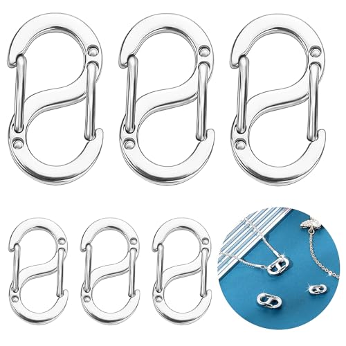 Begpoee 6 Stück Halskette Verschluss, Schmuckverschluss, Doppel Armband Verschluss, Halsketten Clip, Armband Verbinder, Für Halsketten, Armbänder, Schlüssel und DIY-Dekorationen(2 Größen, Silber) von Begpoee