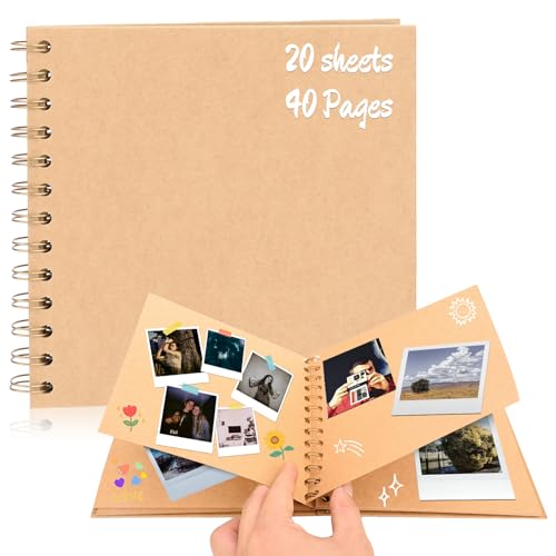 Fotoalbum zum Selbstgestalten, Fotobuch 20 Blätter(40 Seiten), DIY Scrapbook Ringbuch, 17 x 17 cm Kann als Abschluss Geschenk, Jahrestag Geschenk, Valentinstagsgeschenk, Khaki von Behiruch