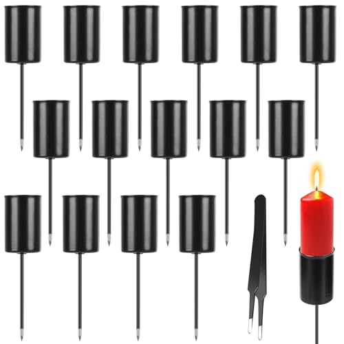16 Stück Adventskranz Kerzenhalter: Stabkerzenhalter, Retro Kegelkerzenständer Adventskranz mit Kurzem Dorn, Kerzenstecker, Kerzenständer Stabkerzen Schwarz für Weihnachten und Zuhause von Behogan