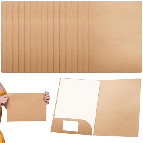 16 Stück Dokumentenmappe A4 Kraftpapier: Präsentationsmappe mit Kartenschlitzen, 310 x 220 mm Ordner projektmappen, Ringordner Papier für Büro, Zuhause, Schule und Business (Braun) von Behogan