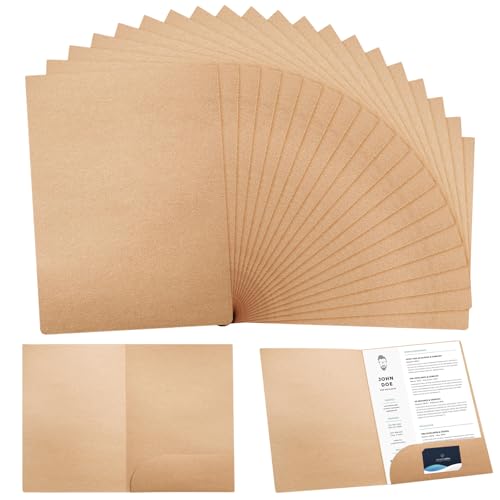 25 Stück Dokumentenmappe A4 Kraftpapier: Präsentationsmappe mit Kartenschlitzen, 310 x 220 mm Ordner projektmappen, Ringordner Papier für Büro, Zuhause, Schule und Business (Braun) von Behogan