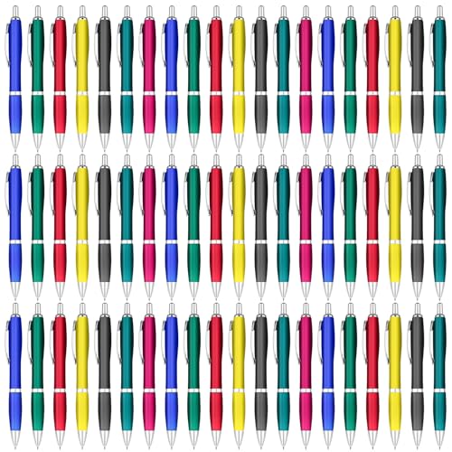 60 Stück Ergonomische Kugelschreiber, Rutschfester Kulli mit Großraumine Gehäuse, Premium Kugelschreiber Set, 7 Farben Druckkugelschreiber, Mehrfarbig blauschreibend, für Büro, Schule, Schulbedarf von Behogan