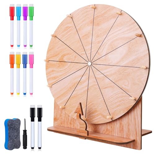 Glücksrad zum Drehen: 35 cm Hölzernes Glücksrad, 12 Beschriften Glücksrad mit Radiergummi und Markierstift, roulette rad für Hochzeit Verlobung Party Schule Familie Spiele Babyparty Glücksrad zum Drehen: 35 cm Hölzernes Glücksrad, 12 Beschriften Glücksrad mit Radiergummi und Markierstift, roulette rad für Hochzeit Verlobung Party Schule Familie Spiele Babyparty von Behogan