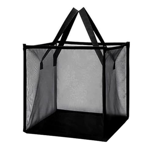 Faltbarer Wäschesammler aus Netzstoff, Tragbarer Wäschekorb mit Griffen, Platzsparender Wäschekörbe für Zuhause, Schlafzimmer, Wohnheim, Reisen(Black,Small) von BeiJingYZ