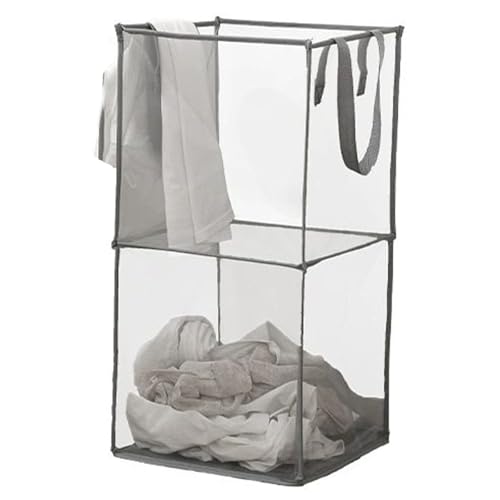 Faltbarer Wäschesammler aus Netzstoff, Tragbarer Wäschekorb mit Griffen, Platzsparender Wäschekörbe für Zuhause, Schlafzimmer, Wohnheim, Reisen(Gray,Large) von BeiJingYZ