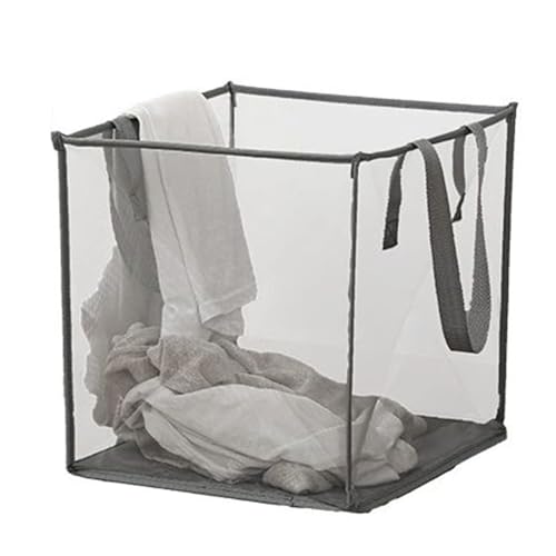 Faltbarer Wäschesammler aus Netzstoff, Tragbarer Wäschekorb mit Griffen, Platzsparender Wäschekörbe für Zuhause, Schlafzimmer, Wohnheim, Reisen(Gray,Small) von BeiJingYZ