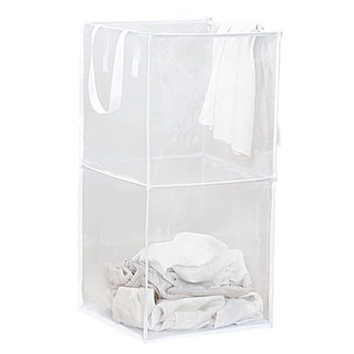 Faltbarer Wäschesammler aus Netzstoff, Tragbarer Wäschekorb mit Griffen, Platzsparender Wäschekörbe für Zuhause, Schlafzimmer, Wohnheim, Reisen(White,Large) von BeiJingYZ